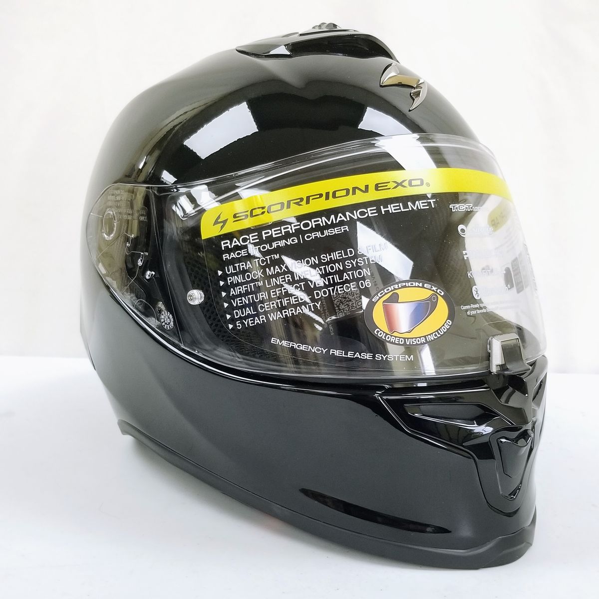 Scorpion EXO-R1 Air Full Face Helmet (Gloss Black, Large) (75-1350L-L-R3-S2)