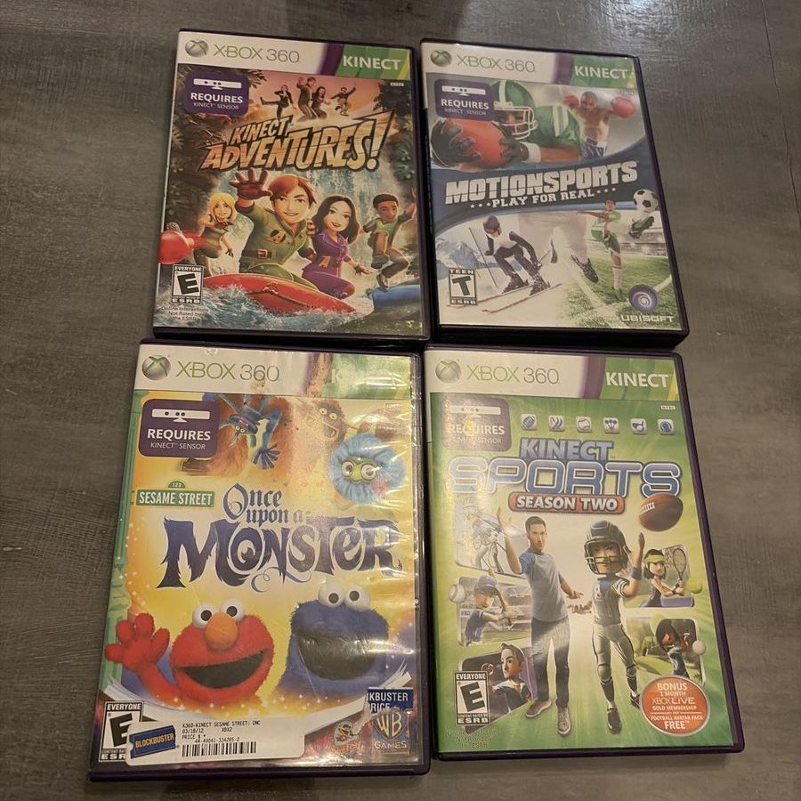 Lot of 4 Xbox 360 Kinect Games: Adventures, Motionsports, Sesame Street, Sports Season Two