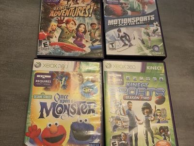 Lot of 4 Xbox 360 Kinect Games: Adventures, Motionsports, Sesame Street, Sports Season Two