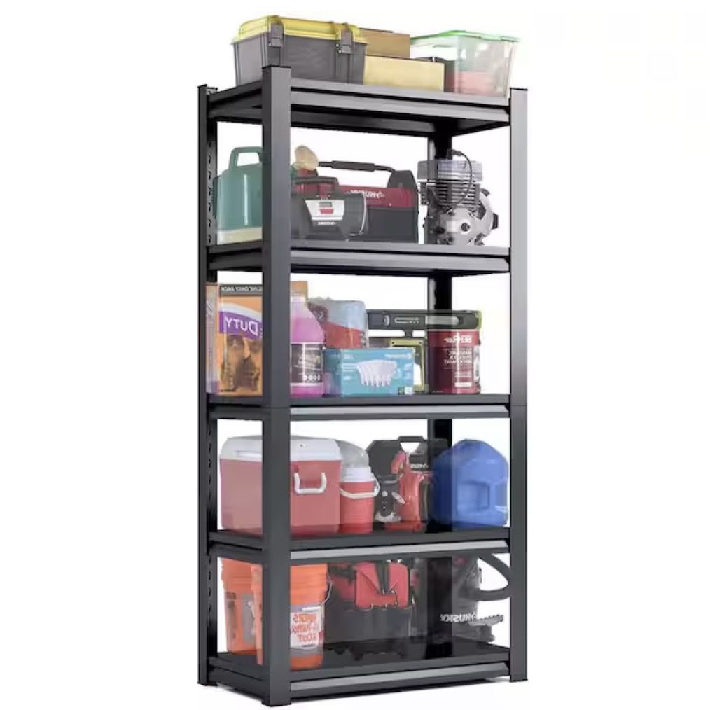 Huluwat 5-Tier Heavy Duty Steel Adjustable Boltless Garage Storage Shelving Unit in Black (35.4 in. W x 72 in. H x 15.7 in. D)