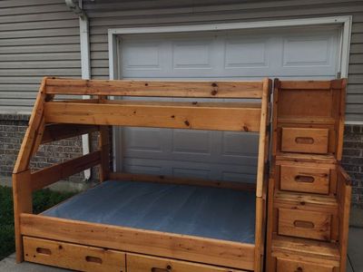 Solid Wood Twin over Full Bunk Bed with Staircase Drawers