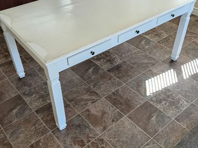 White Wooden Table with drawers