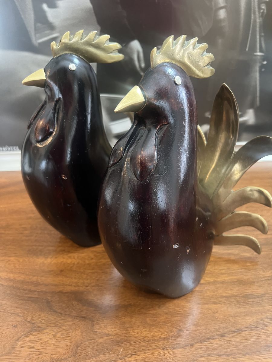 Pair of Vintage Korean Roosters .