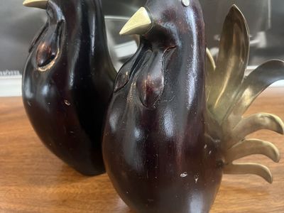 Pair of Vintage Korean Roosters .