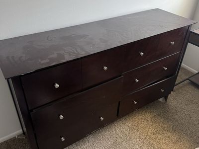 Dark Wood Dresser with 6 Drawers - Spacious Storage