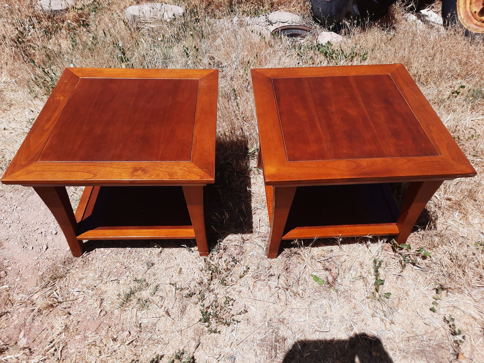matching wood side tables