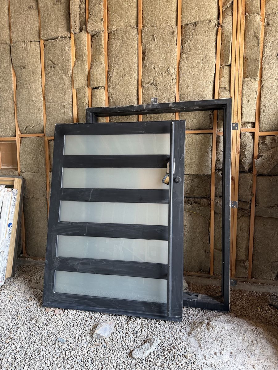 Iron Door Works – Chicago Style Pivot Door w/ Horizontal Glass Panels | 61x81”