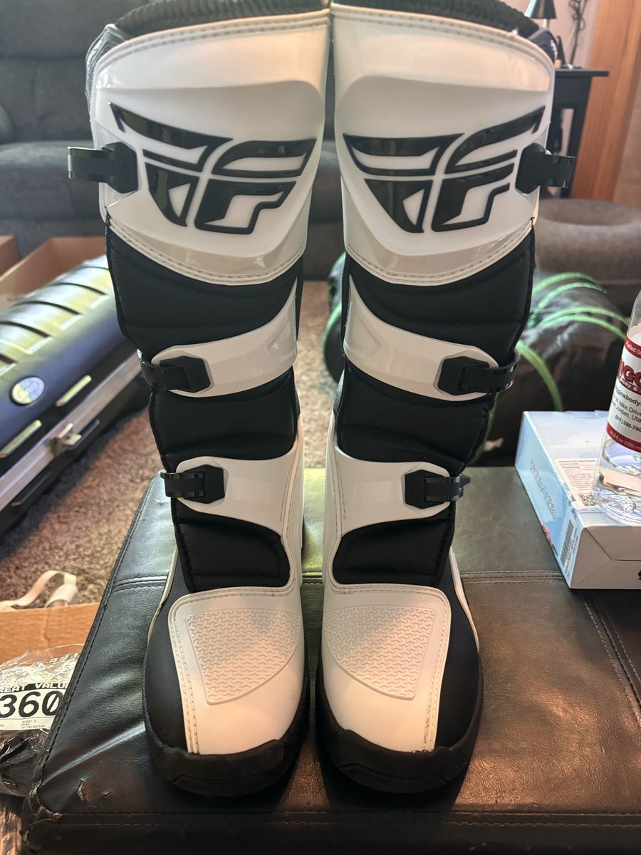 Fly Racing Maverik MX Dirt Bike Boots - White/Black, Men's Size 9 new