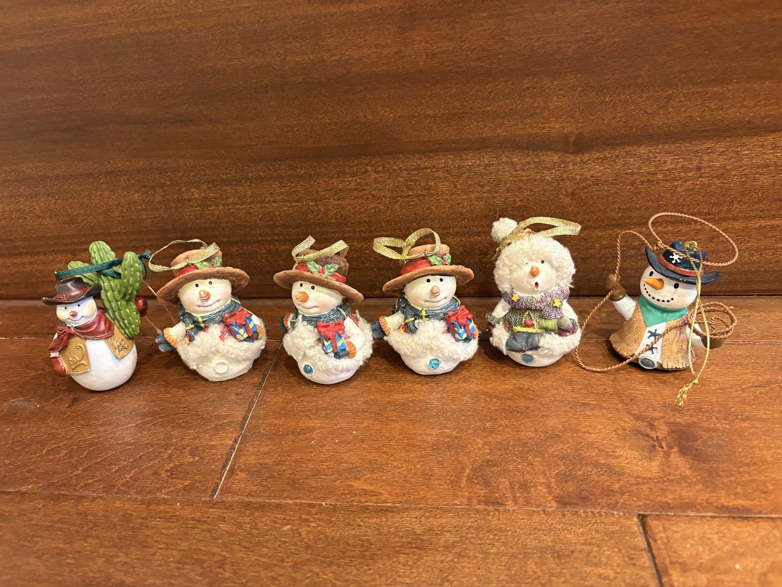 Lot of 6 Snowmen Christmas Ornaments