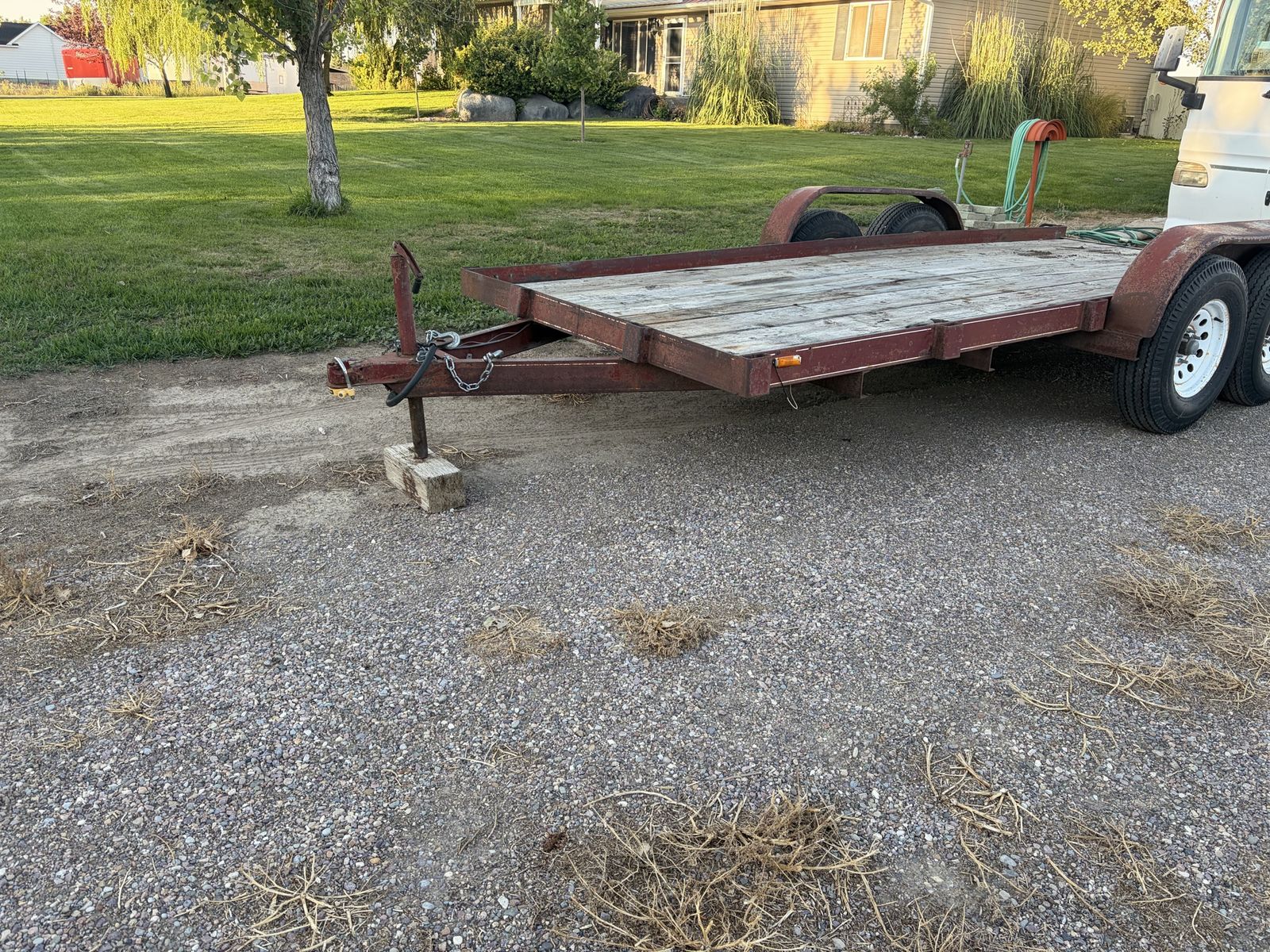 Dual Axle Flatbed Utility Trailer with Wooden Deck
