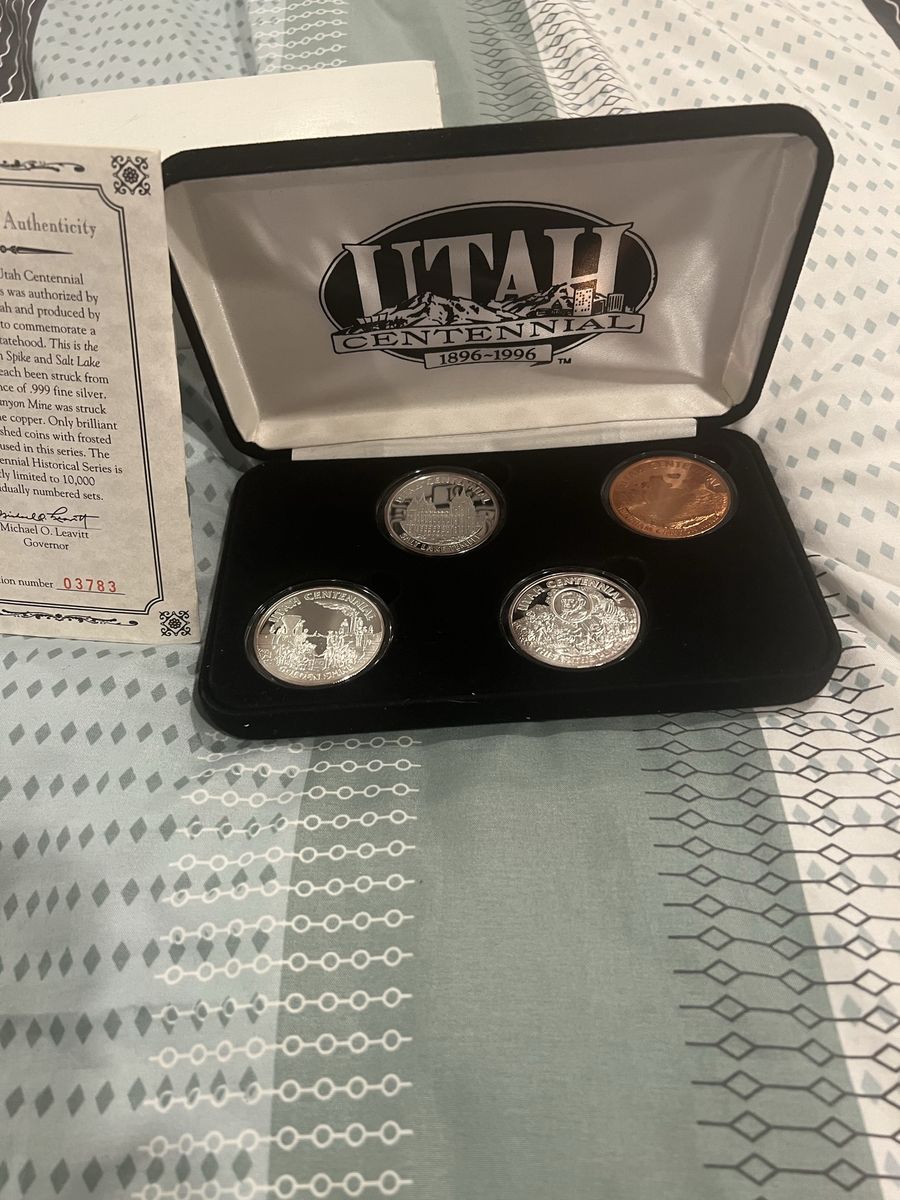 Utah Centennial Historical Series 1896-1996 Coin Set with .999 Fine Silver Coin, Limited Edition