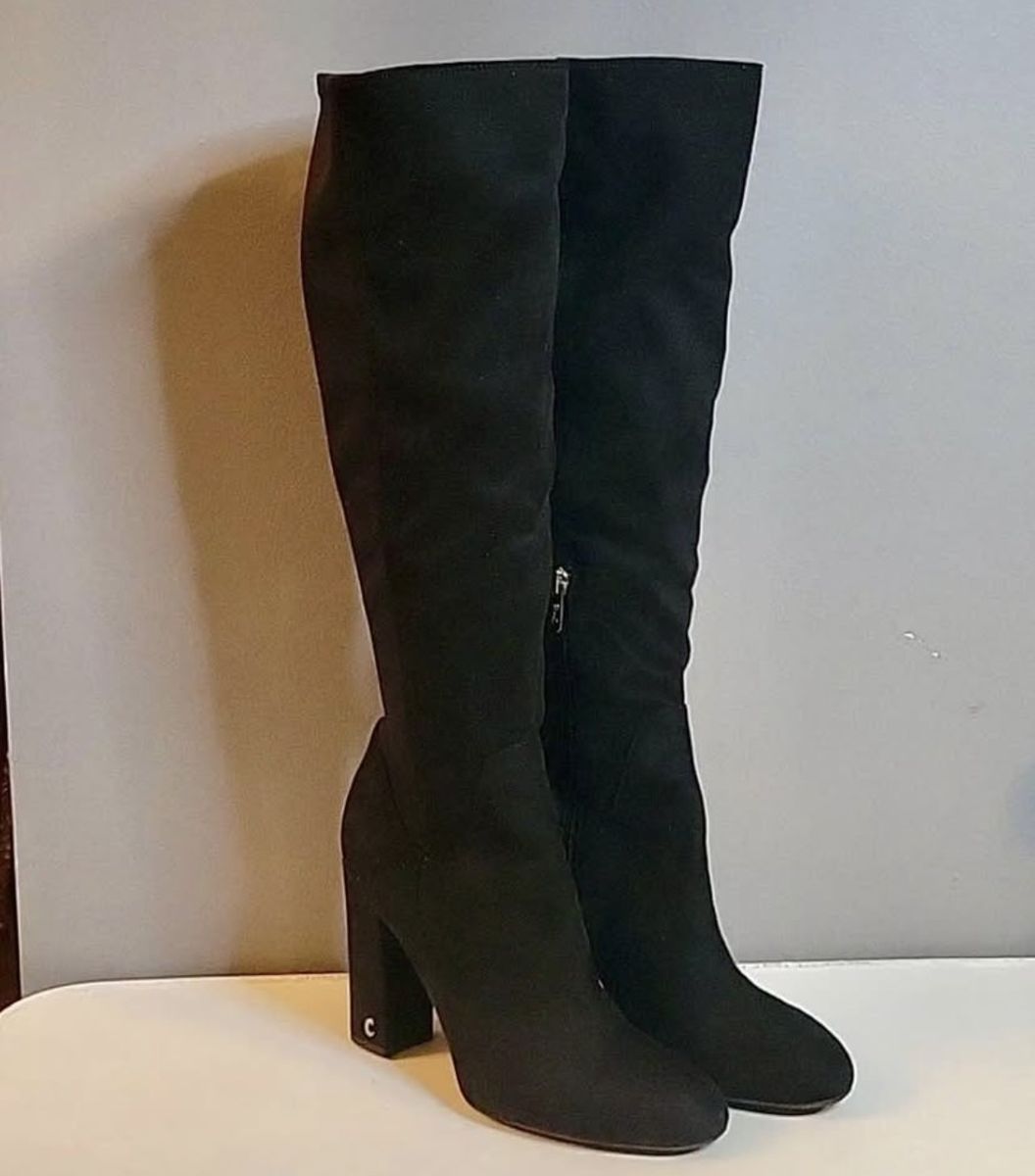 Circus by Sam Edelman Women's Black Knee-High Heeled Boots with Side Zipper - US Size 7
