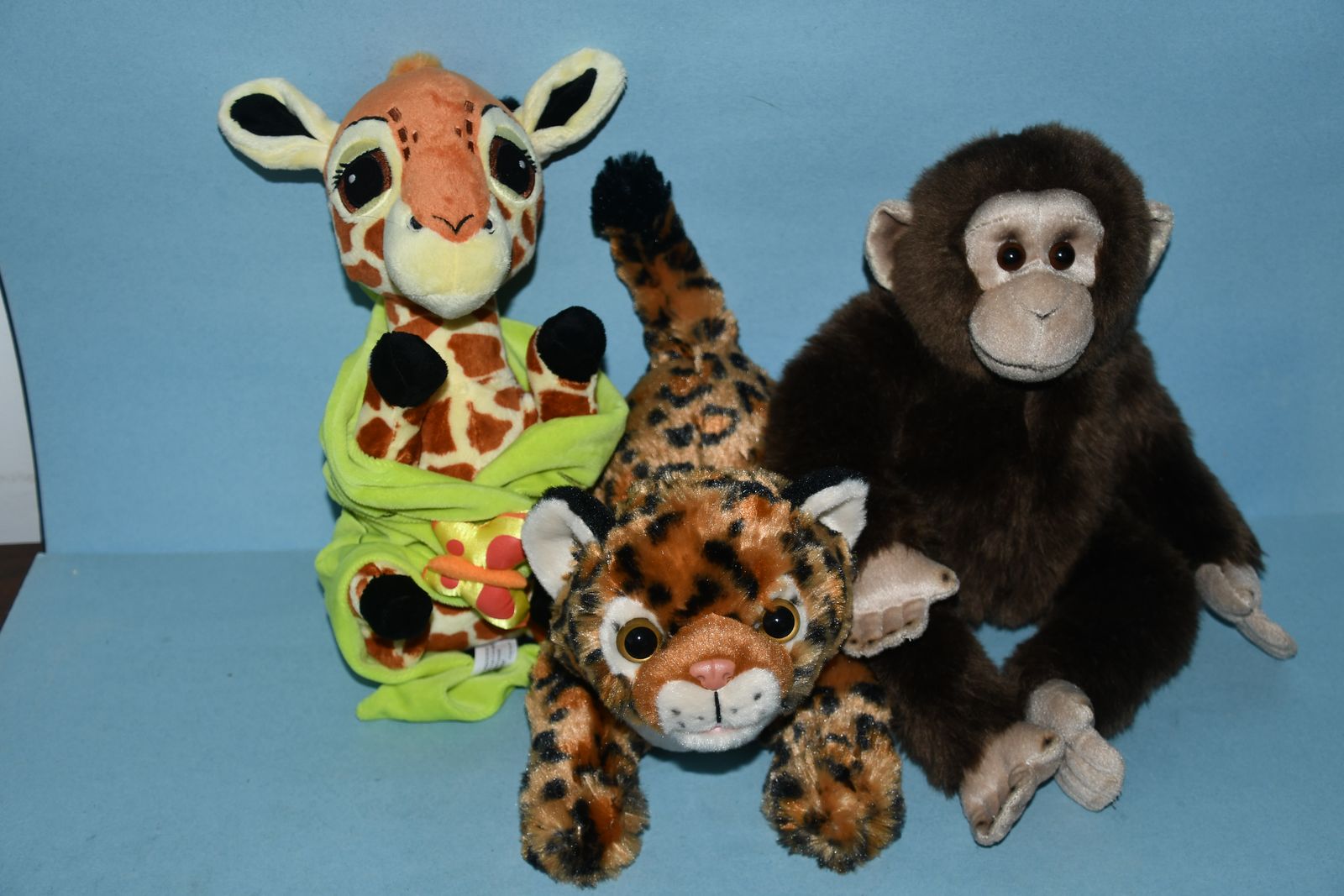 CHILDREN'S "JUNGLE ANIMAL" 3 PIECE STUFFED ANIMAL PLAY SET ~ MONKEY, CHEETAH & GIRAFFE ~ CLEAN!