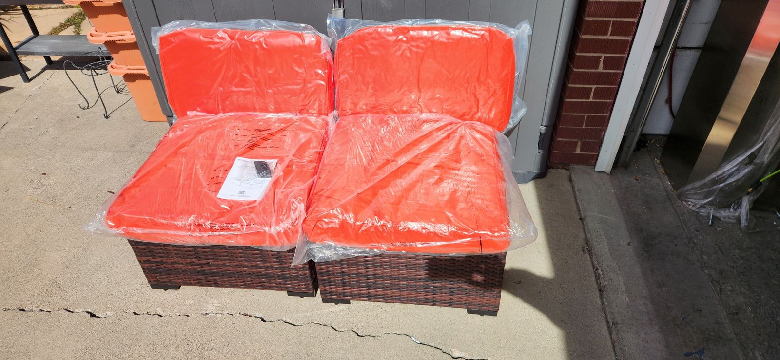 New  Assembled Elposun 2-Piece SIngle Sofa Armless Resin Wicker Set