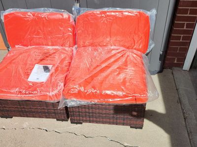 New Assembled Elposun 2-Piece SIngle Sofa Armless Resin Wicker Set