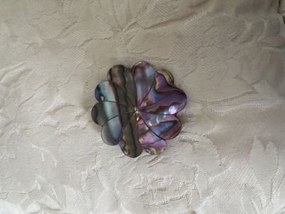 1930's Mother of Pearl Pin /Brooch with Silver From Mexico- Vintage