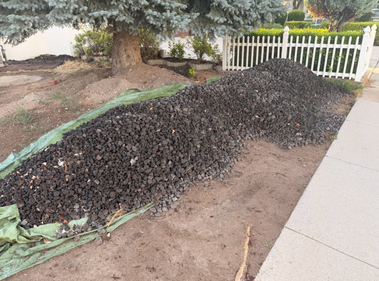 Large Pile of Black Lava Rock Landscaping Mulch Used