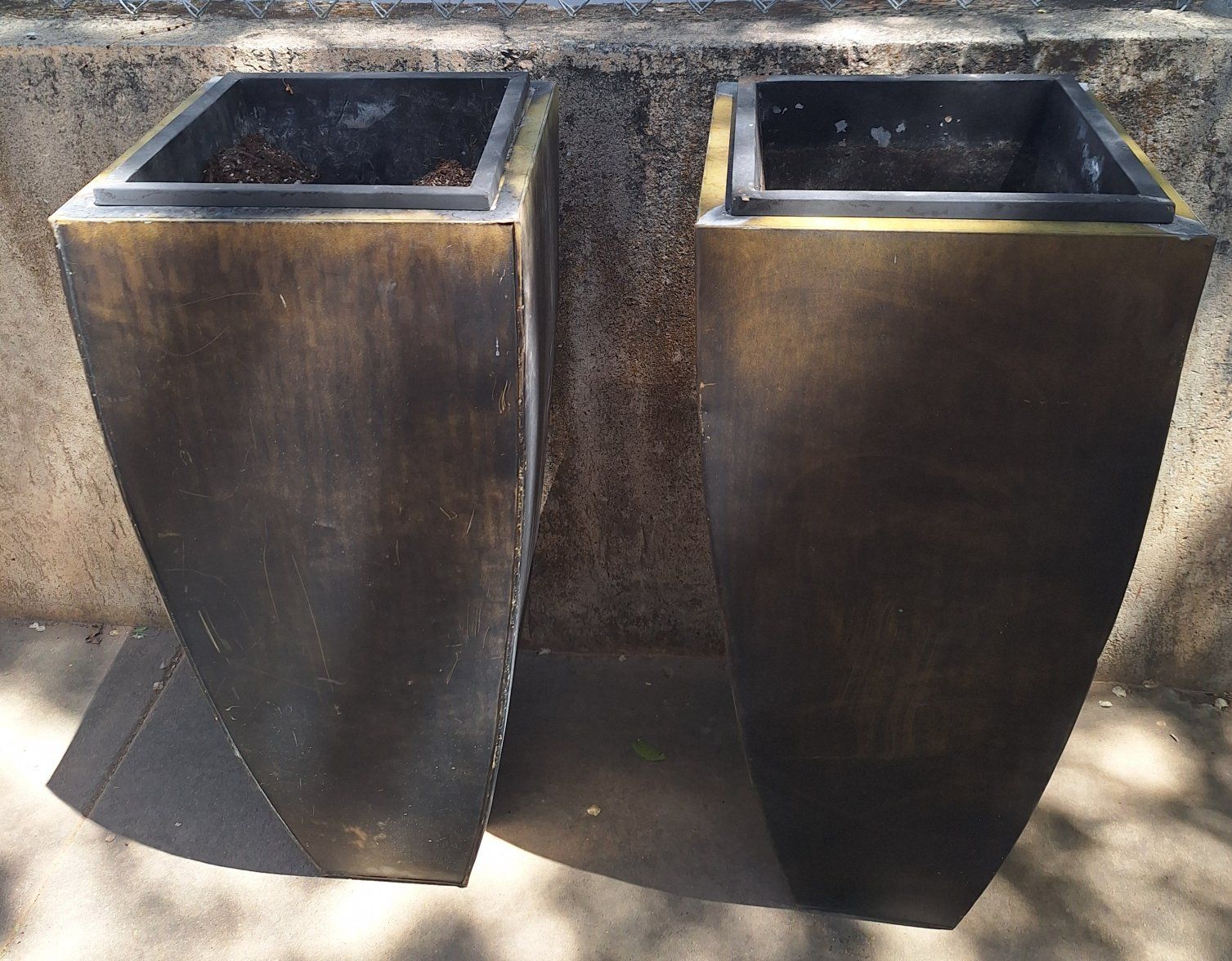 Two 14" x 33" Tall Flower Planters