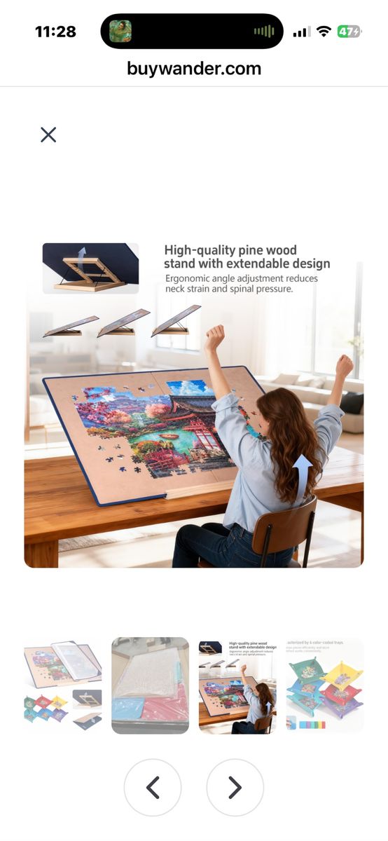 Foldable Jigsaw Puzzle Board with Wooden Tilting Stand, Cover & Color-Coded Sorting Trays