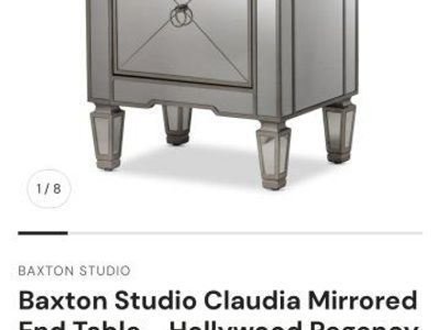 Baxton Studio Claudia Mirrored End Table - Hollywood Regency Glam Accent with Glamorous Storage