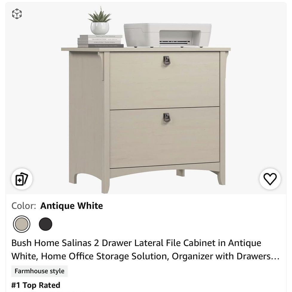 Two drawer lateral file cabinet in antique white