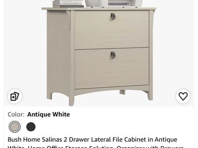 Two drawer lateral file cabinet in antique white