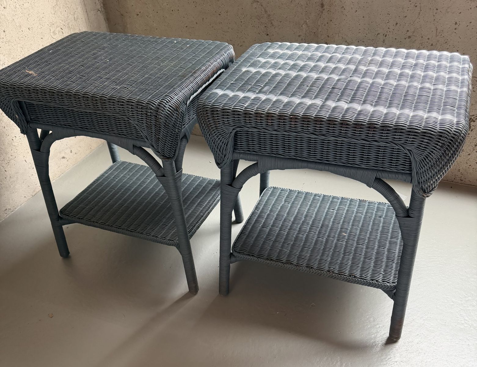 Vintage Pair of Rattan/Wicker Tables for your Patio or Sun Room