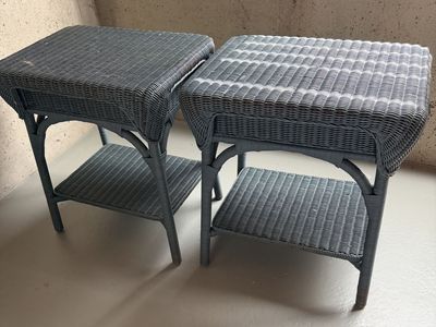 Vintage Pair of Rattan/Wicker Tables for your Patio or Sun Room