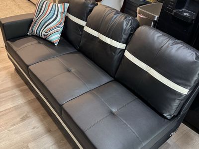 NEW 6’ Black Leather Couch Sectional Piece