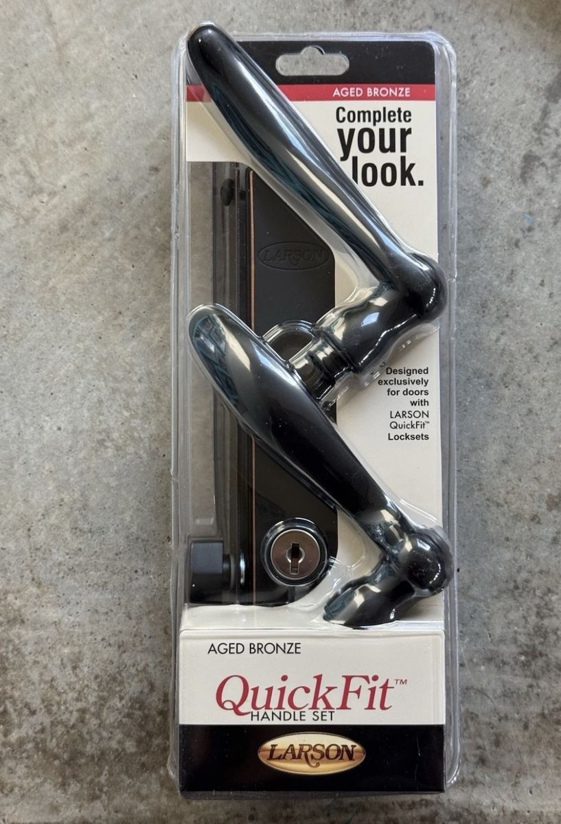 Larson QuickFit Curved Aged Bronze Handle Set 20297857 Lock Keys for Door NEW