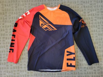 FLY Racing Motocross Jersey Adult Large Red Orange Black Long Sleeve Off-Road MX