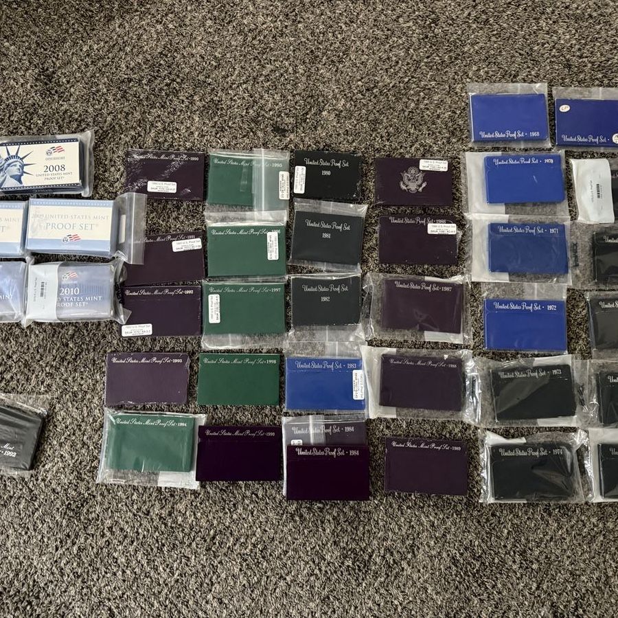 39 Mint Proof Sets 1970s 1980s 1990s 2008-2010 coins some silver