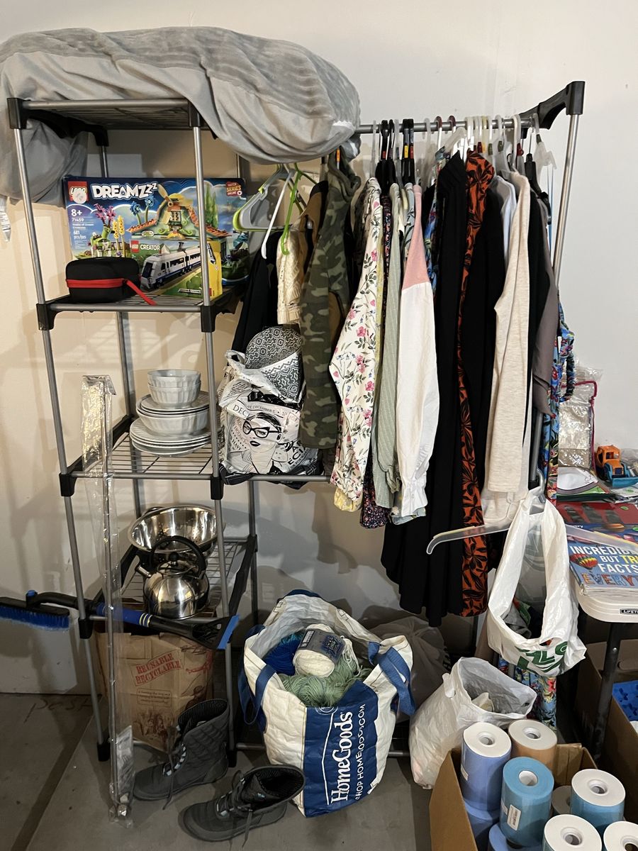 Garage sale, everything must go, moving sale, Pokemon cards, bike, toys, books, Pyrex, decorations, crochet toys, clothes, boot