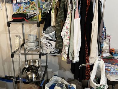 Garage sale, everything must go, moving sale, Pokemon cards, bike, toys, books, Pyrex, decorations, crochet toys, clothes, boot
