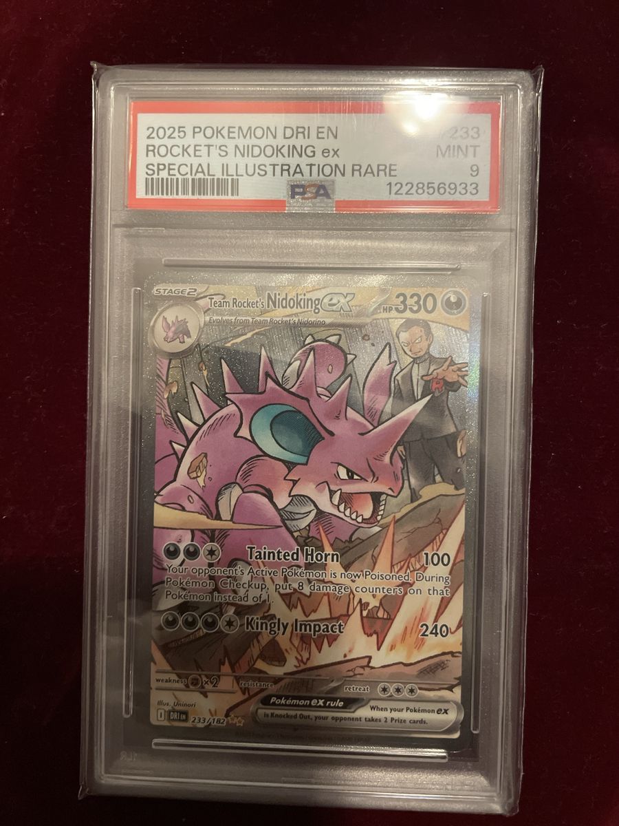 2025 Pokemon Team Rocket's Nidoking ex Special Illustration Rare (233/182) PSA 9 Mint Card