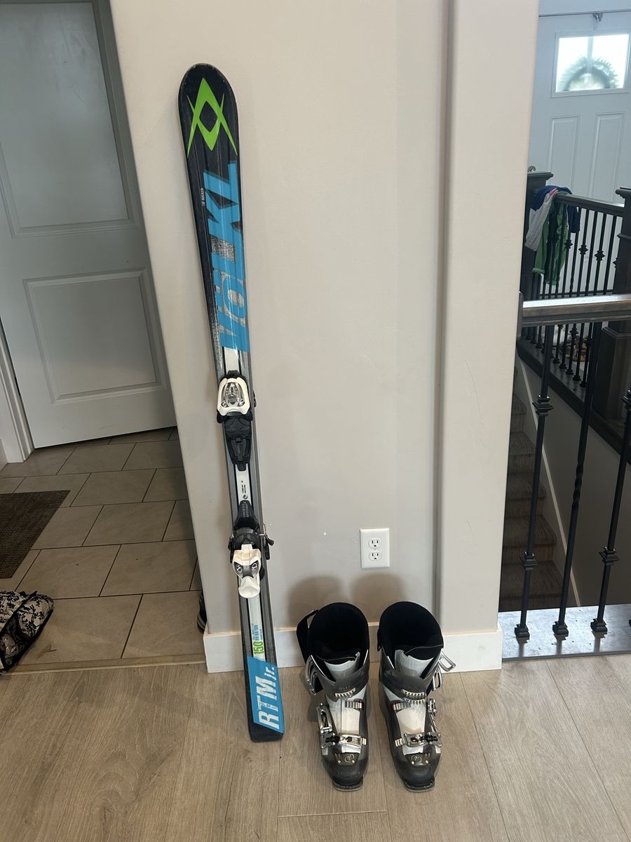 Volkl RTM Jr. 150cm Skis with Bindings and Ski Boots - Kids'/Youth Ski Set