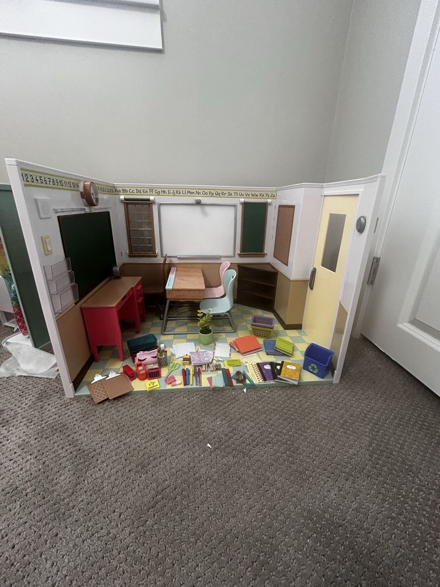 Our Generation Awesome Academy School Room & Locker Set - Dollhouse Playset with Accessories