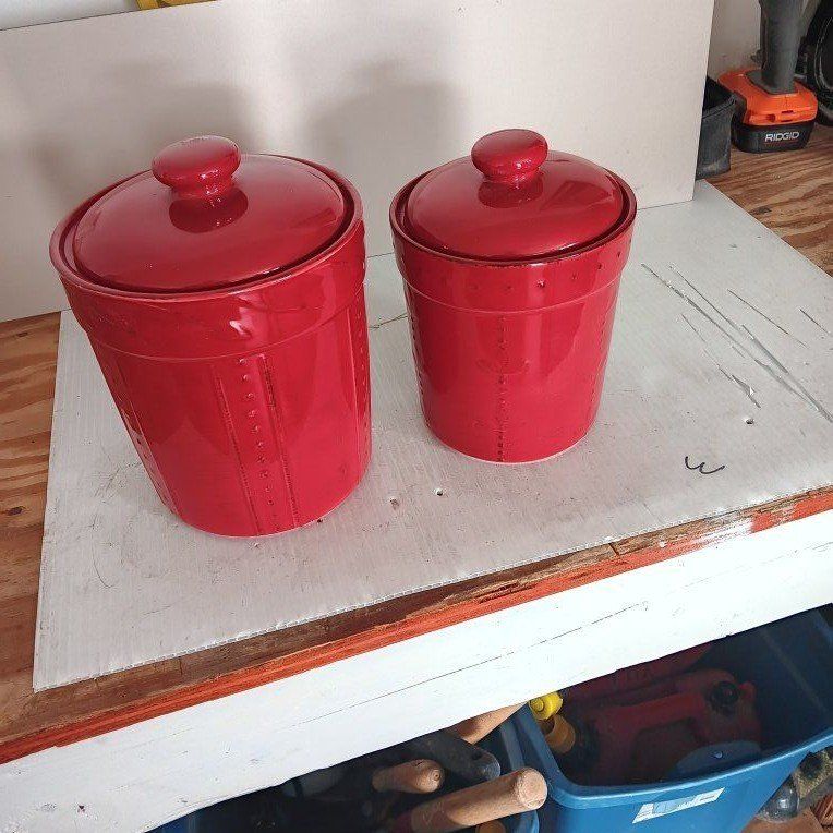 Flour and sugar containers.