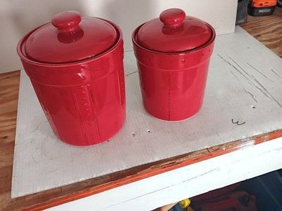 Flour and sugar containers.