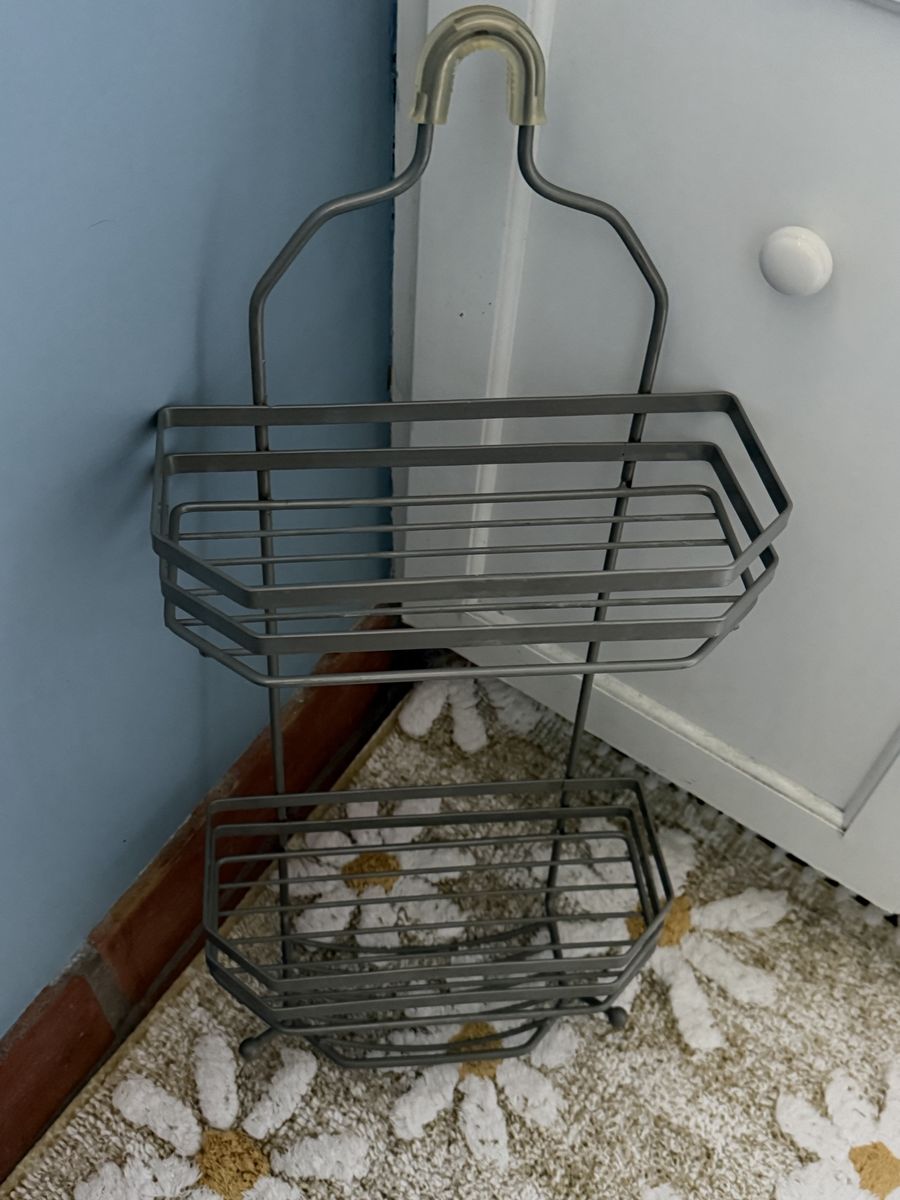Gray Metal Shower Caddy - 2-Tier Hanging Organizer for Bathroom Storage