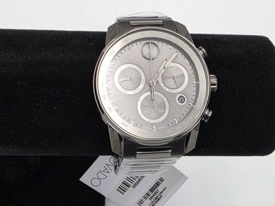Movado BOLD Verso Chronograph Quartz Men's Watch Gray with Swiss Movement New