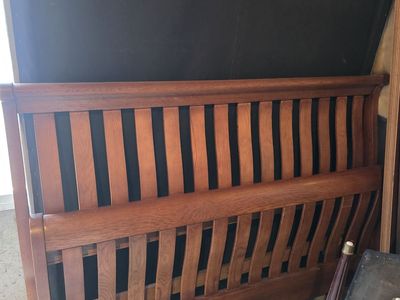 Solid Oak Sleigh Bed, Dresser and Nightstand