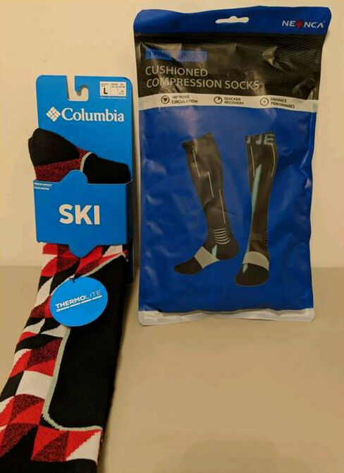 compression athletic socks - size L 10-13 shoe, over the calf.