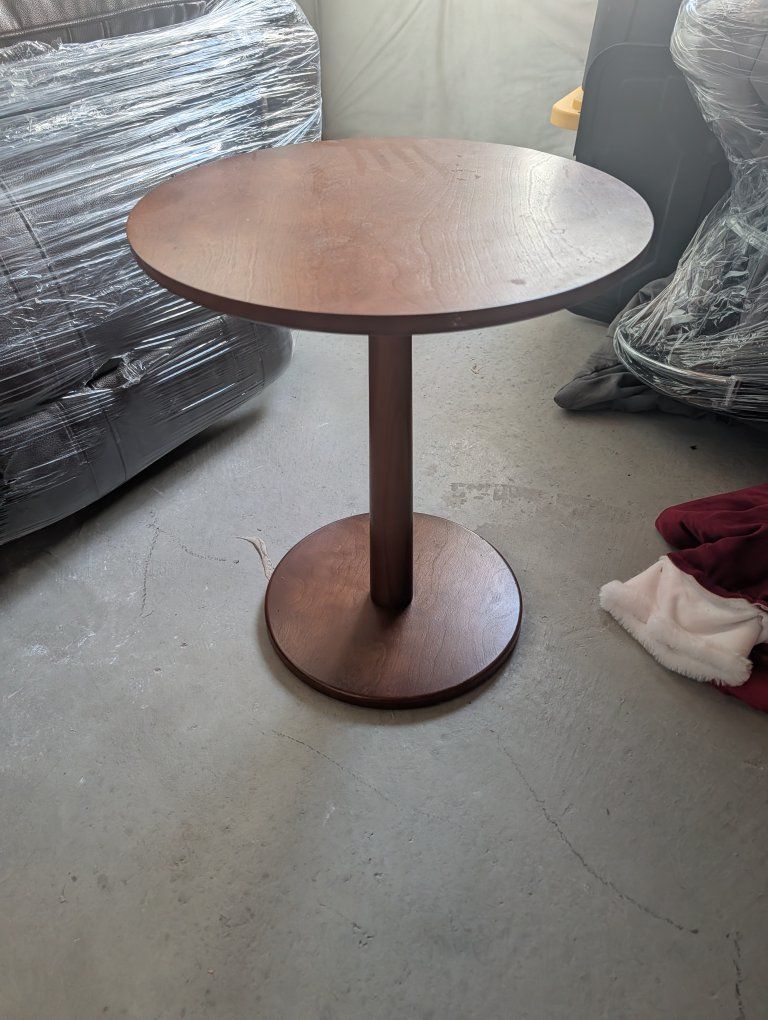 Round Wooden Pedestal Side Table