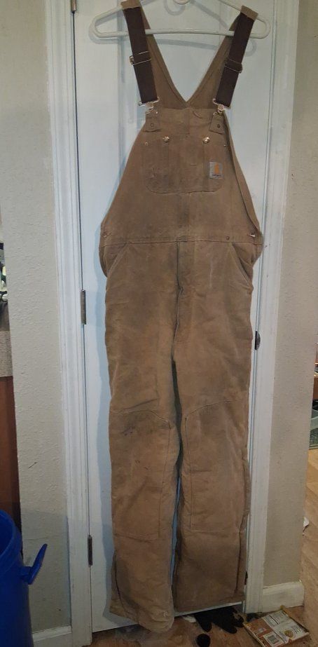 Carhartt Quilt-Lined Sandstone Duck Bib Overalls