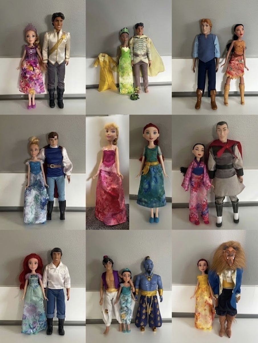 HUGE 19-Piece Disney Store Princess & Prince Doll Lot - Includes Vintage 90s Transforming Beast!