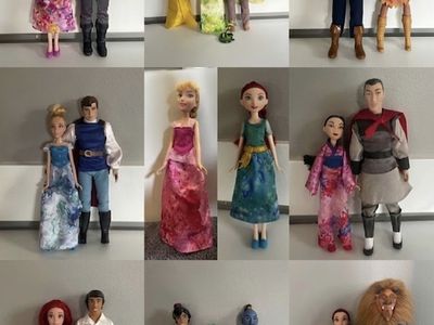 HUGE 19-Piece Disney Store Princess & Prince Doll Lot - Includes Vintage 90s Transforming Beast!