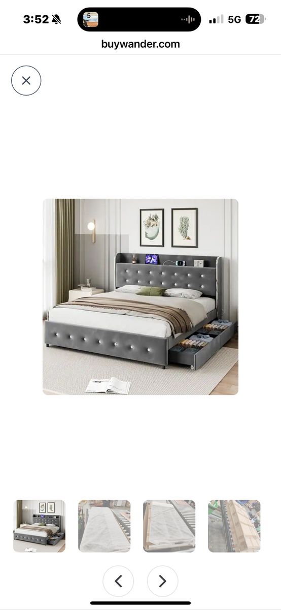 Bed Frame With Headboard And Storage-Full