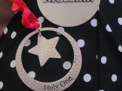 Messiah & Holy One Christmas Ornament Set - Metal with Red Ribbons