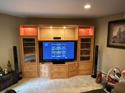 Custom Handcrafted Solid Oak Entertainment Center
